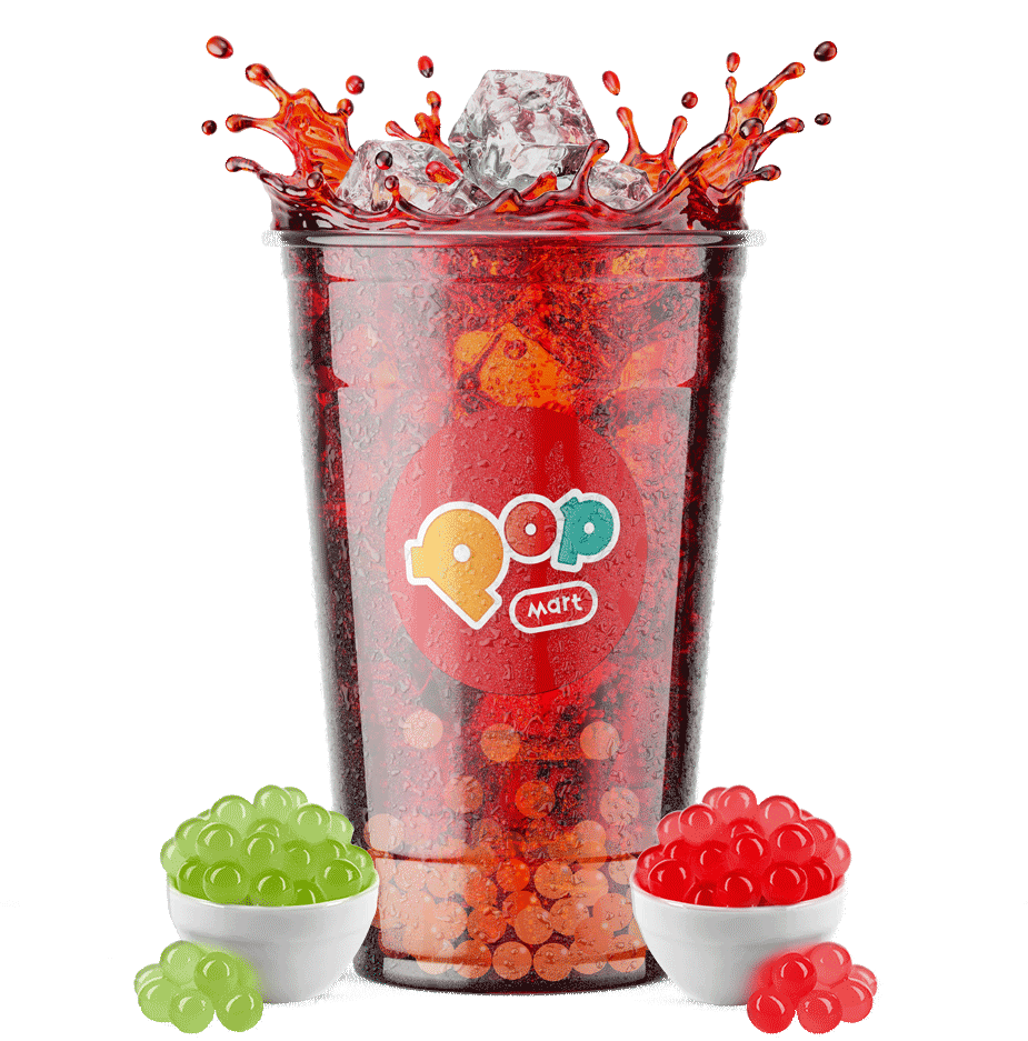 Bubble Tea Splash com Bubble de Maça Verde e Morango